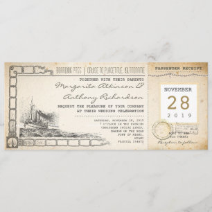 Boarding Pass nautische Vintage Hochzeit Einladung