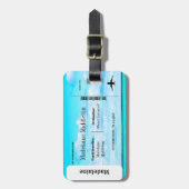 Boarding Pass Ocean Sky Scene Blue Gepäckanhänger (Vorderseite vertikal)
