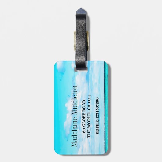 Boarding Pass Ocean Sky Scene Blue Gepäckanhänger (Rückseite vertikal)