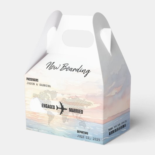 Boarding Pass Ocean Sunset Hochzeit in Urlaubsort Geschenkschachtel (Vorderseite)