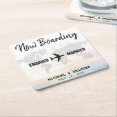 Boarding Pass Ocean Sunset Hochzeit in Urlaubsort Rechteckiger Pappuntersetzer (angewinkelt)