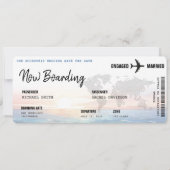 Boarding Pass Ocean Sunset Hochzeit in Urlaubsort Save The Date (Vorderseite)