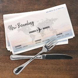 Boarding Pass Ocean Sunset Hochzeit in Urlaubsort Serviette