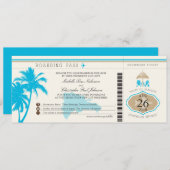 Boarding Pass Palm Trees Einladung (Vorne/Hinten)