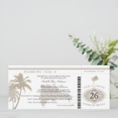 Boarding Pass Palm Trees Einladung (Stehend Vorderseite)