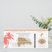 Boarding Pass Palm Trees Einladung (Stehend Vorderseite)
