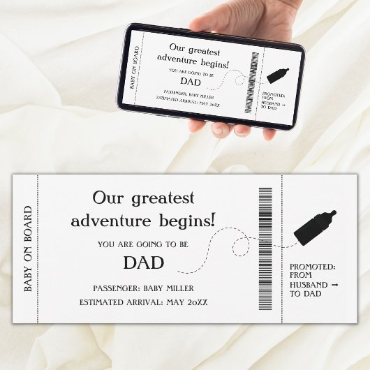 Boarding Pass Pregnancy Ankündigung für Ehemann