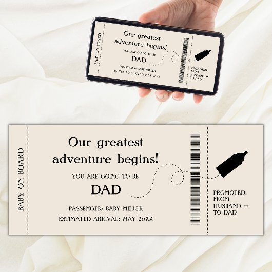 Boarding Pass Pregnancy Ankündigung für Ehemann