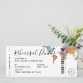 Boarding Pass Probe Dinner Hochzeit Einladung (Stehend Vorderseite)