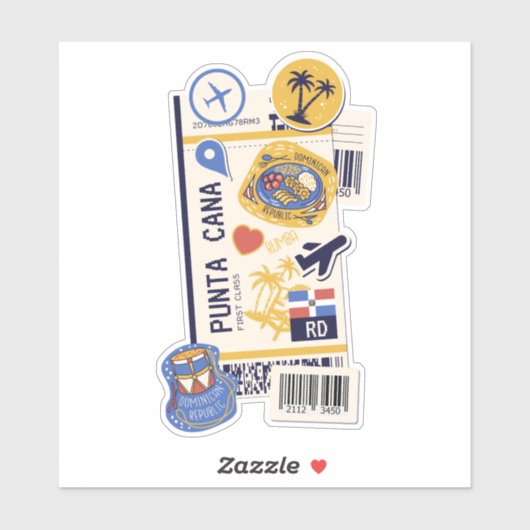 BOARDING PASS PUNTA CANA DOMINIKANISCHE REPUBLIK AUFKLEBER (Blatt)