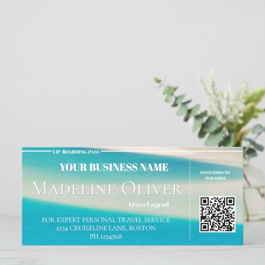 Boarding Pass Reisen Agent Ocean Business (Stehend Vorderseite)