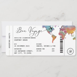 Boarding Pass Reisen Bon Voyage Rente Party Einladung