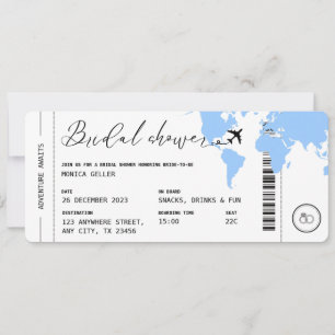 Boarding Pass Reisen Brautparty Baby Blue Einladung