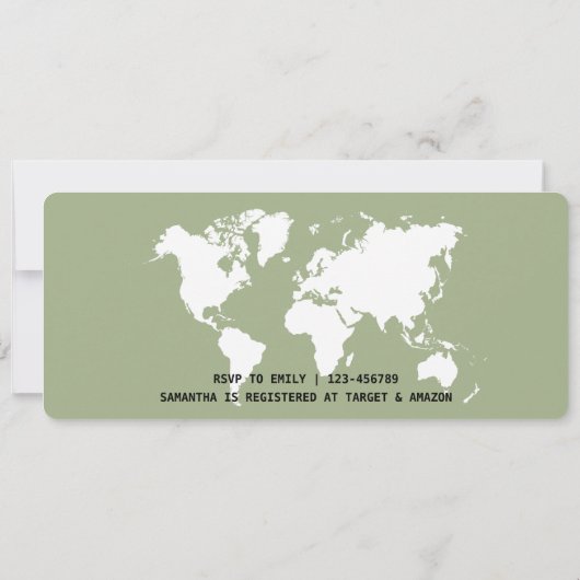 Boarding Pass Reisen Brautparty Sage Green Einladung (Rückseite)