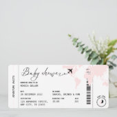 Boarding Pass Reisen Moderne Pink Girl Babydusche Einladung (Stehend Vorderseite)