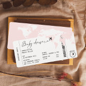 Boarding Pass Reisen Moderne Pink Girl Babydusche Einladung