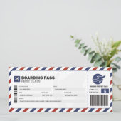 Boarding Pass Reiseroute Flugzeug Geschenkkarte Einladung (Stehend Vorderseite)