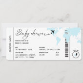 Boarding Pass Reisethema Boy Baby Dusche blau Einladung (Vorderseite)