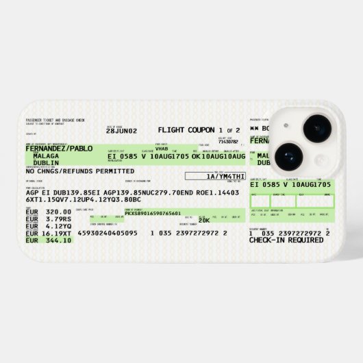 Boarding Pass - Retro Case-Mate iPhone Hülle (Rückseite (Horizontal))