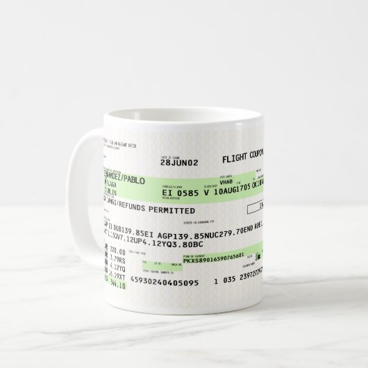 Boarding Pass - Retro Kaffeetasse (Vorderseite Links)