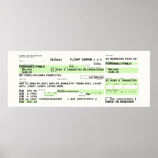 Boarding Pass - Retro Poster (Vorne)