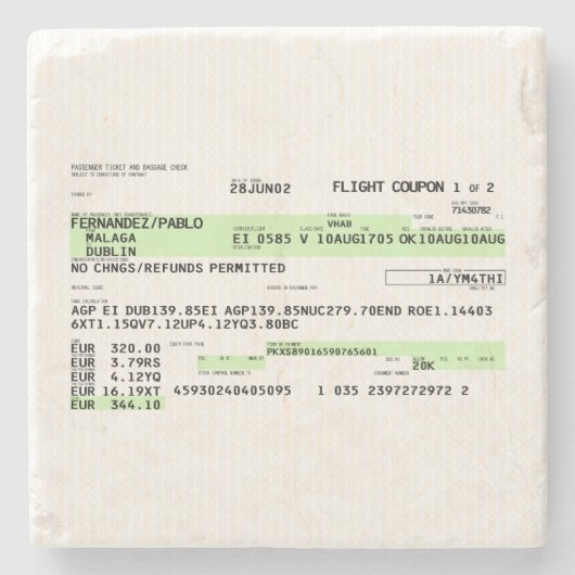 Boarding Pass - Retro Steinuntersetzer (Vorderseite)