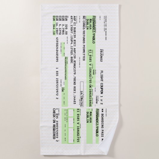 Boarding Pass - Retro Strandtuch (Vorderseite)