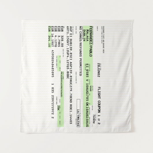 Boarding Pass - Retro Wandteppich (Vorderseite (Horizontal))