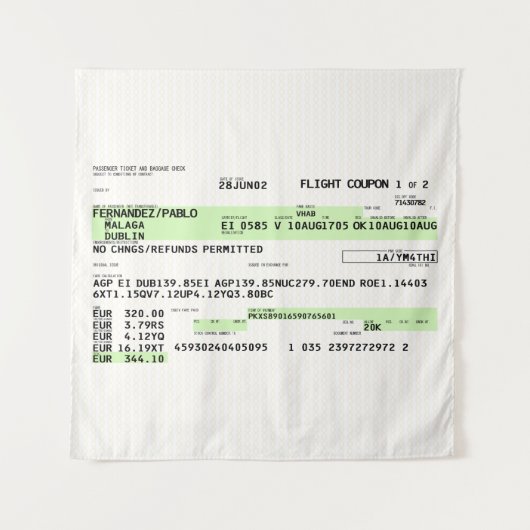 Boarding Pass - Retro Wandteppich (Vorderseite)