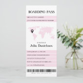 Boarding Pass Rosa Bachelorette Wochenende Einladung (Stehend Vorderseite)