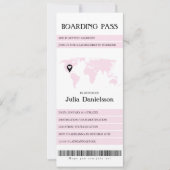 Boarding Pass Rosa Bachelorette Wochenende Einladung (Vorderseite)