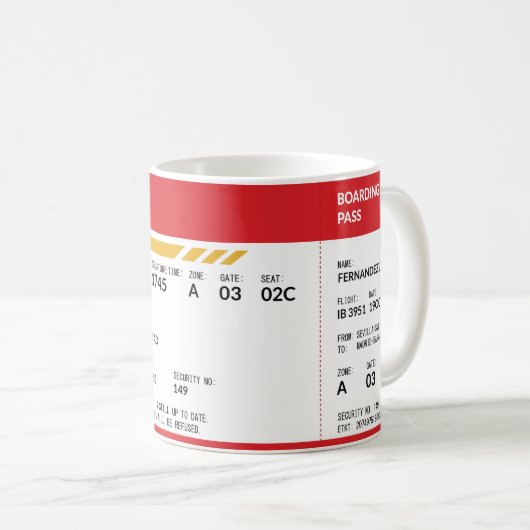 Boarding Pass - Rot Kaffeetasse (VorderseiteRechts)