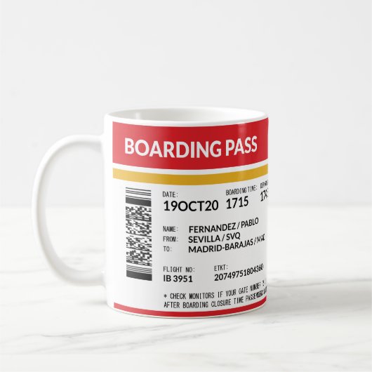 Boarding Pass - Rot Kaffeetasse (Links)