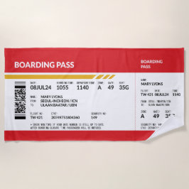 Boarding Pass - Rot Strandtuch