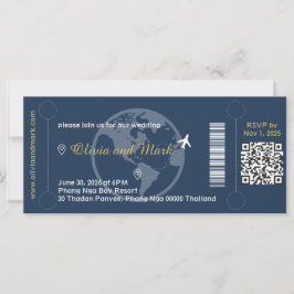 Boarding Pass RSVP Card - Navy & Gold