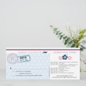 Boarding Pass RSVP-Karte mit Hibiskus Einladung (Stehend Vorderseite)