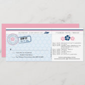 Boarding Pass RSVP-Karte mit Hibiskus Einladung (Vorne/Hinten)