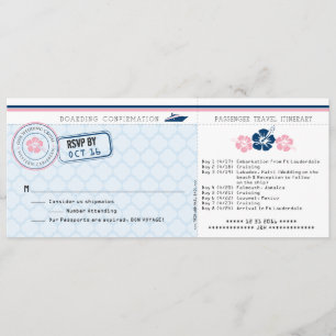Boarding Pass RSVP-Karte mit Hibiskus Einladung