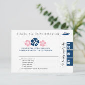 Boarding Pass RSVP-Karte mit Hibiskus RSVP Karte (Stehend Vorderseite)