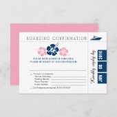 Boarding Pass RSVP-Karte mit Hibiskus RSVP Karte (Vorne/Hinten)