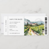 Boarding Pass Rustikale Weinkellerei Landschaft Ho Save The Date (Vorderseite)