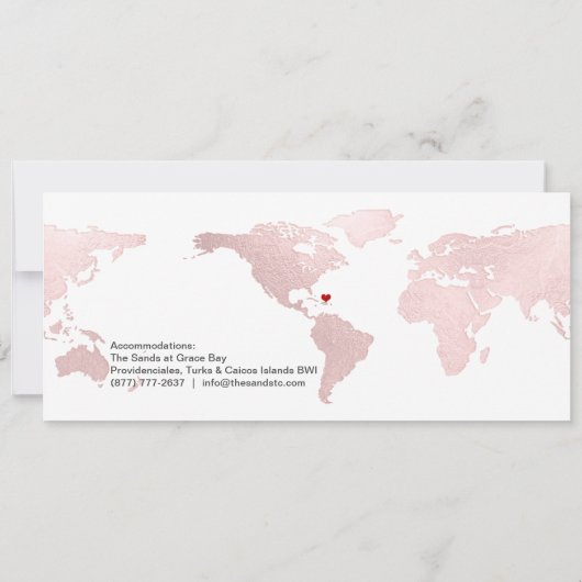Boarding Pass Save the Date, Blush World Map Einladung (Rückseite)