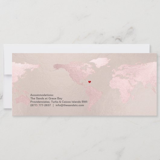 Boarding Pass Save the Date, Blush World Map Einladung (Rückseite)