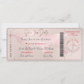 Boarding Pass Save the Date, Blush World Map Einladung (Vorderseite)