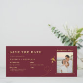 Boarding Pass Save the Date | Destination Wedding Einladung (Stehend Vorderseite)