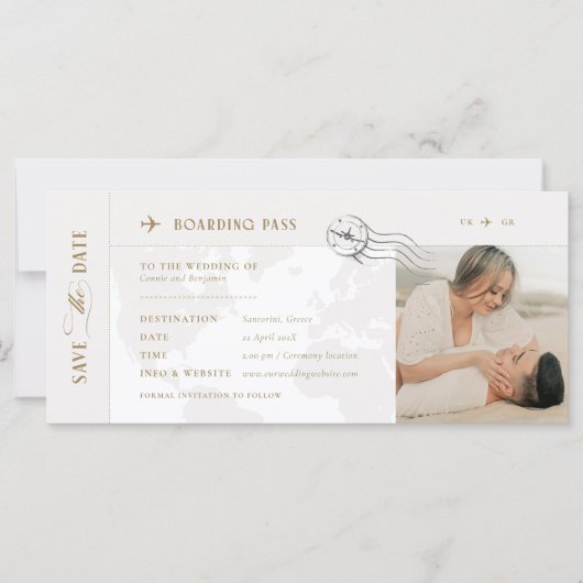 Boarding Pass Save the Date Einladung (Vorderseite)