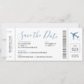 Boarding Pass Save the Date Einladung Blaues Flugz (Vorderseite)