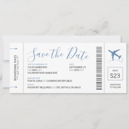 Boarding Pass Save the Date Einladung Blaues Flugz