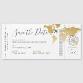 Boarding Pass Save the Date Goldkarte  Magneteinladung (Vorderseite)