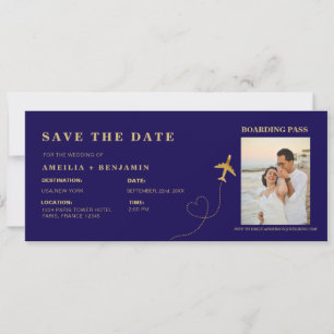 Boarding Pass Save-the-Date Hochzeit im Ausland Einladung
